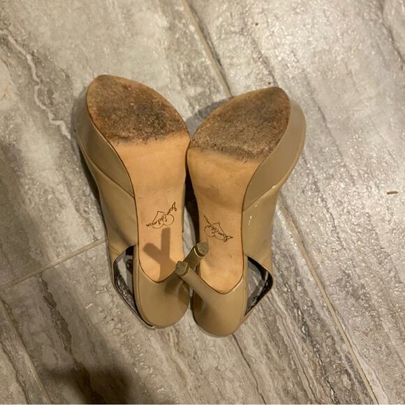 Sam Edelman Women's Beige Peep-Toe Slingback Heels - Picture 6 of 7